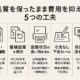 高い品質を保ちつつ費用を抑える5つの工夫を示した図解